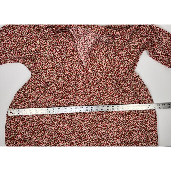 Natural Life Dress Womens Medium Red Pink Floral Rayon Knee Length Boho Peasant - Picture 11 of 14